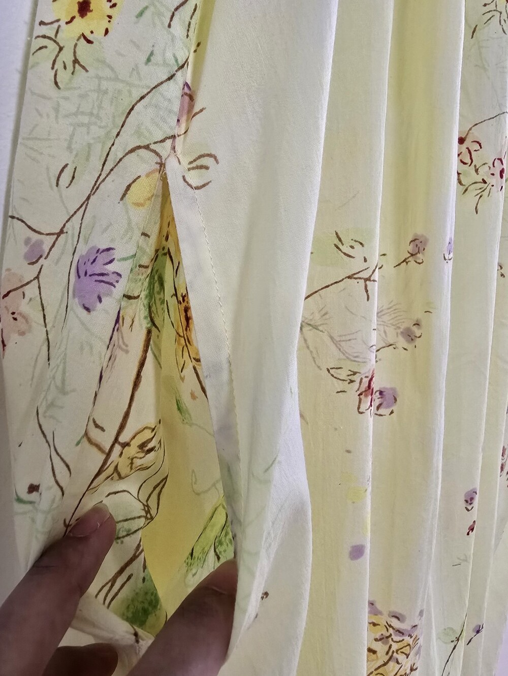 Soft Surroundings Pale Yellow Floral Lace-Trim Maxi Cotton Nightgown Size XL - Picture 8 of 10